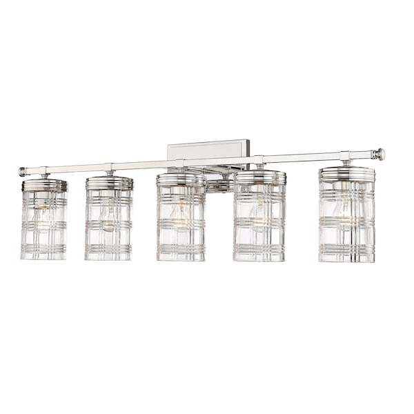Z-Lite Archer 5 Light Vanity, Polished Nickel & Clear 344-5V-PN - main